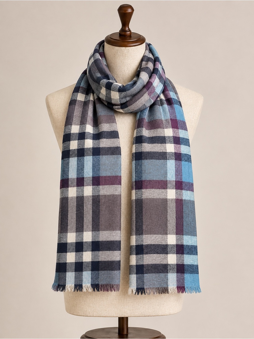 House of Scotland Blue Plaid Cotton Scarf